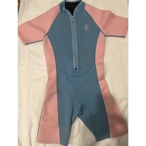 Lemorecn Short Sleeve Wet Suit , Size 16 Light Blue And Pink